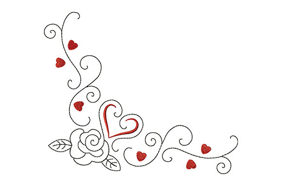 Heart and Rose with Curls
