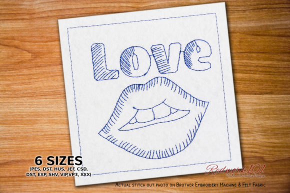 Love Lips Redwork