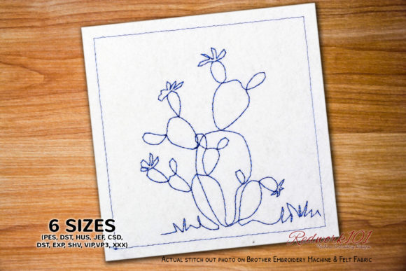 Prickly Pear Barrel Succulents Redwork